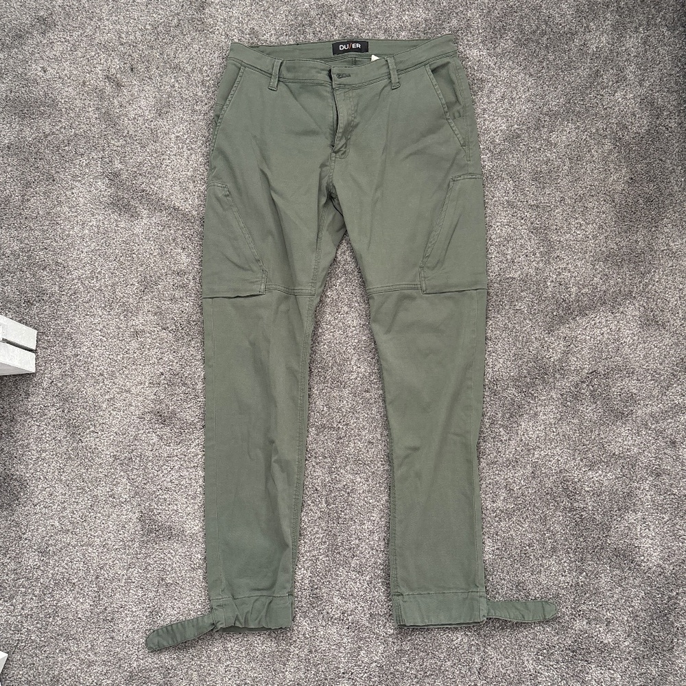 DU/ER Stretch Performance Cargo Pants Olive Green 34x32